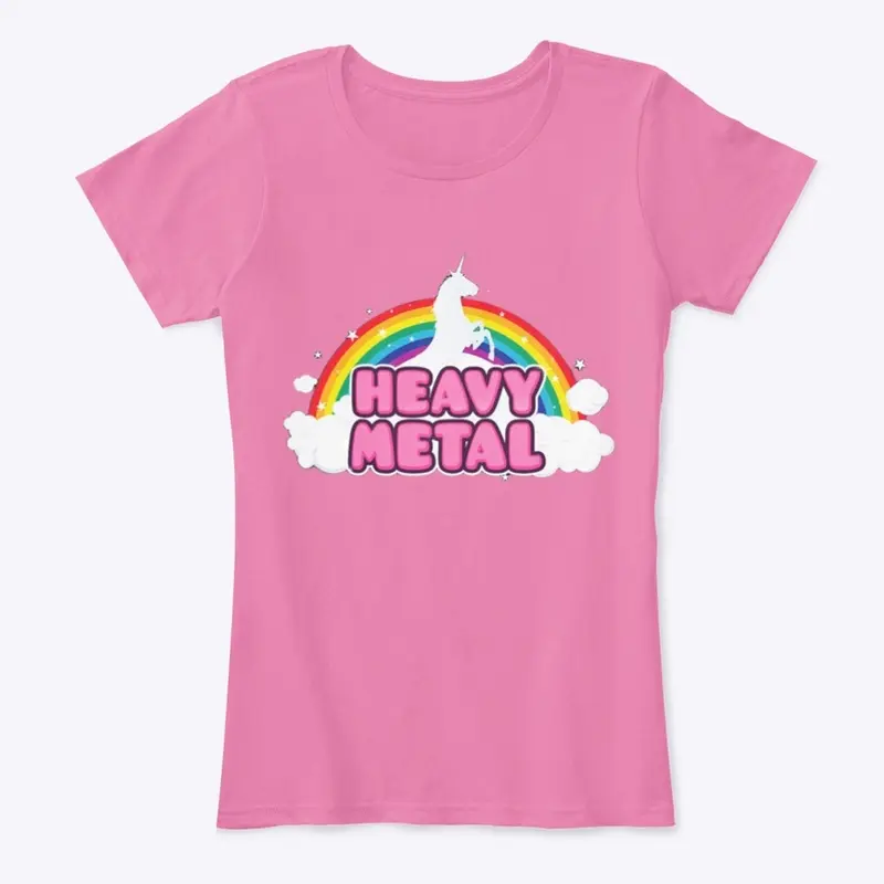 Heavy Metal Unicorn'& Rainbow womens t-s